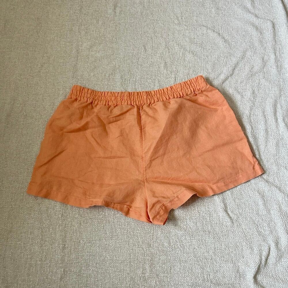 orange linen and cotton blend sunday best mini shorts